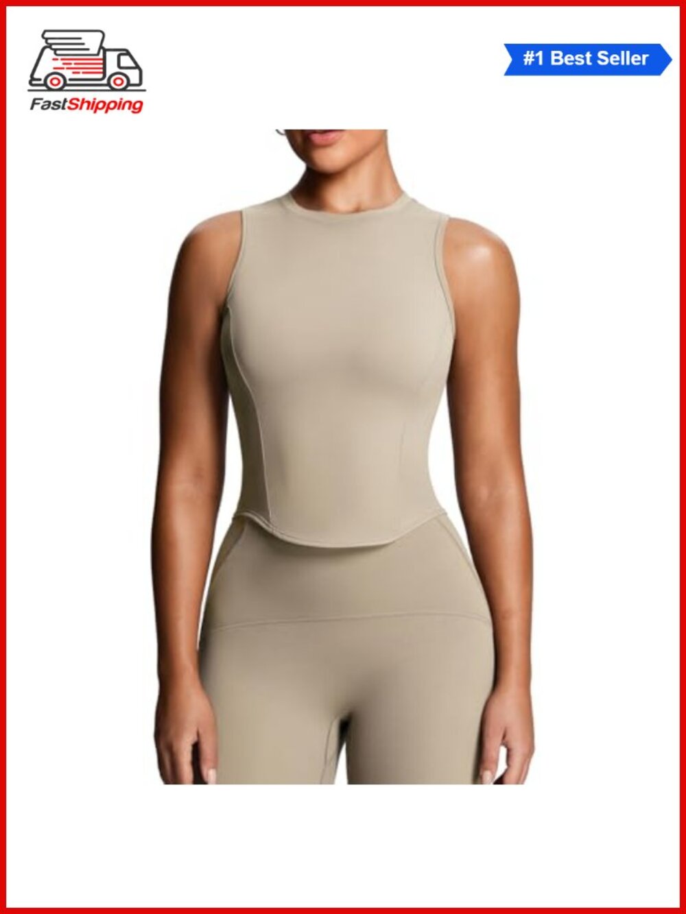 Aoxjox Sleeveless GEO Tank Top Butter Soft Nylon Spandex Cropped Workout Yoga